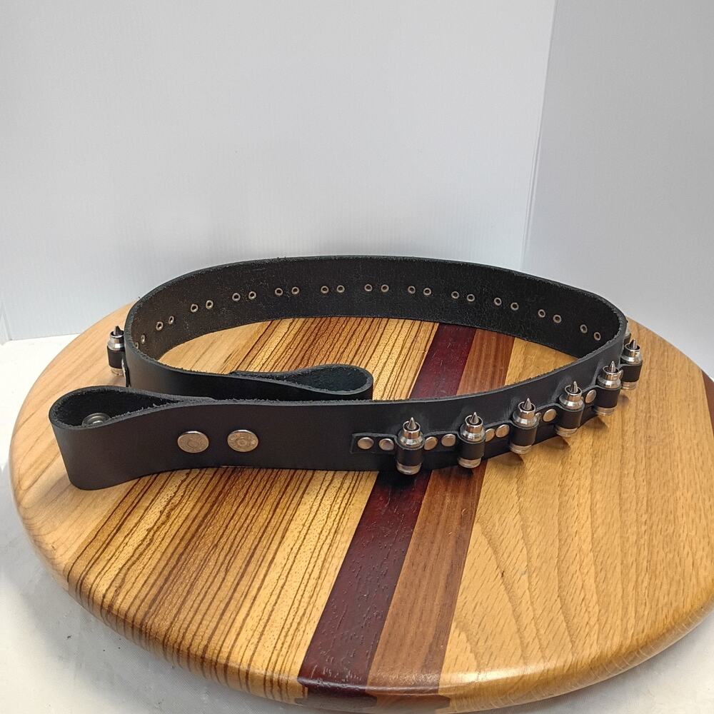 Funk Plus Black Leather Bullet Belt Punk Goth Rock Biker Heavy Metal USA Sz. 30+